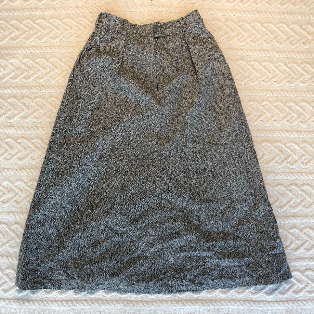 VTG CAROLINE ROHMER Paris Tweed Wool SKIRT Size XS Made in France